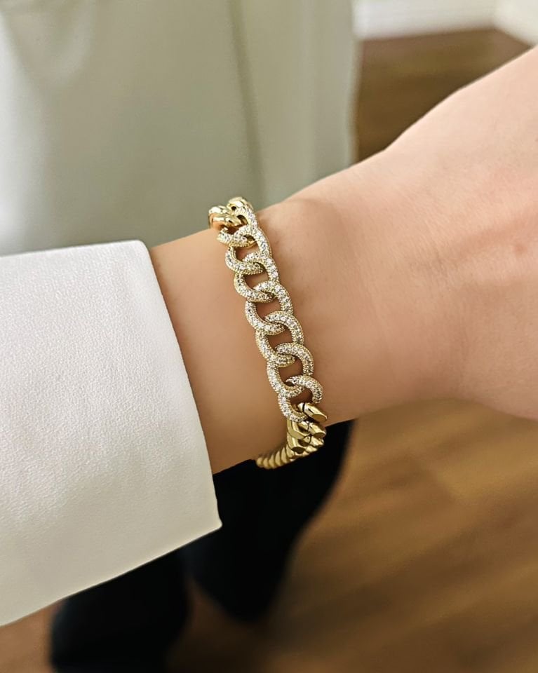 Açık Gold Ortası Taşlı Gurmet Künye