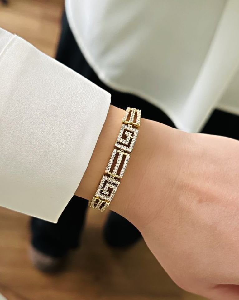 Açık Gold Grek Motifli Künye