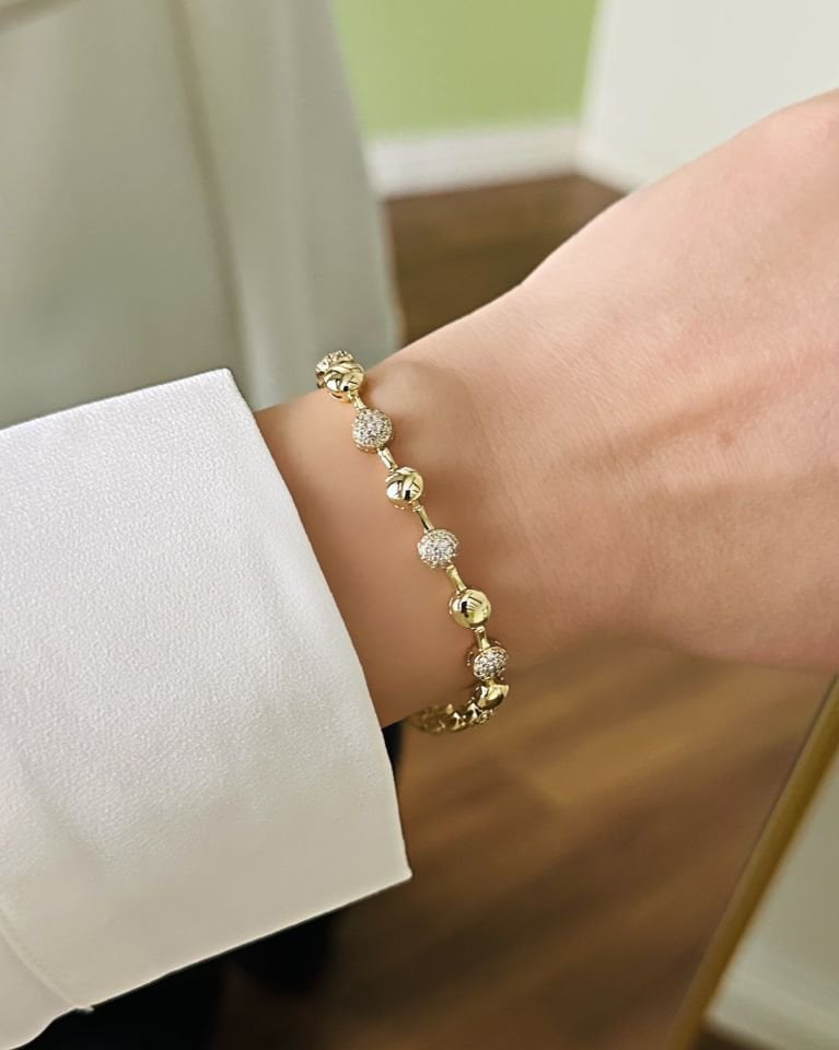 Açık Gold Taşlı Daire Motif Künye