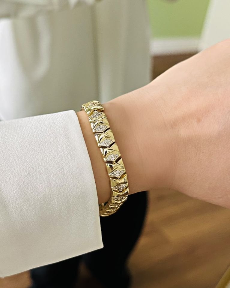 Açık Gold Baklava Motifli Künye