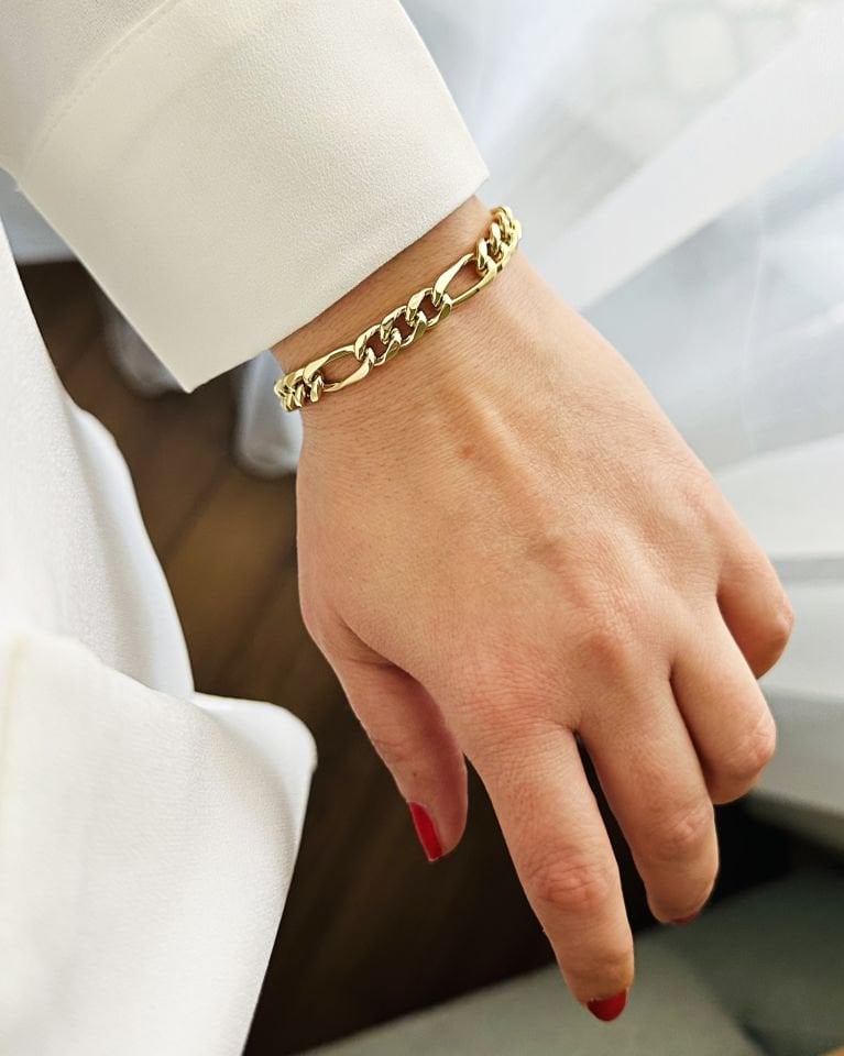 Açık Gold Figaro Bileklik