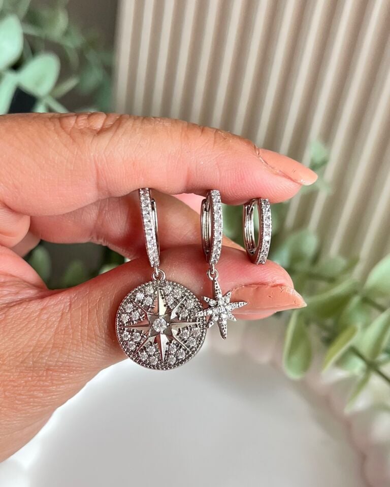 Silver Kuzey Yıldızı Küpe Seti