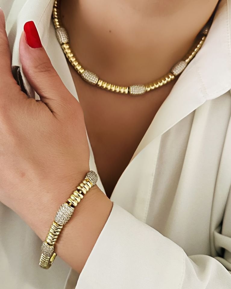 Açık Gold Sırma Kolye Künye Set