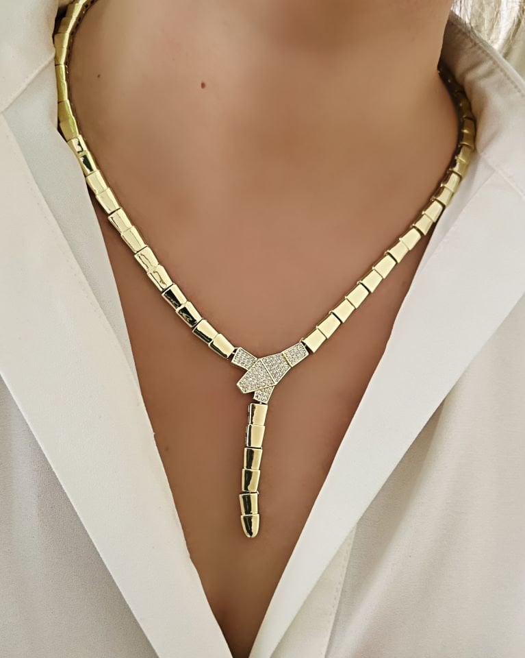 Açık Gold Marka Model Snake Dekolte Kolye