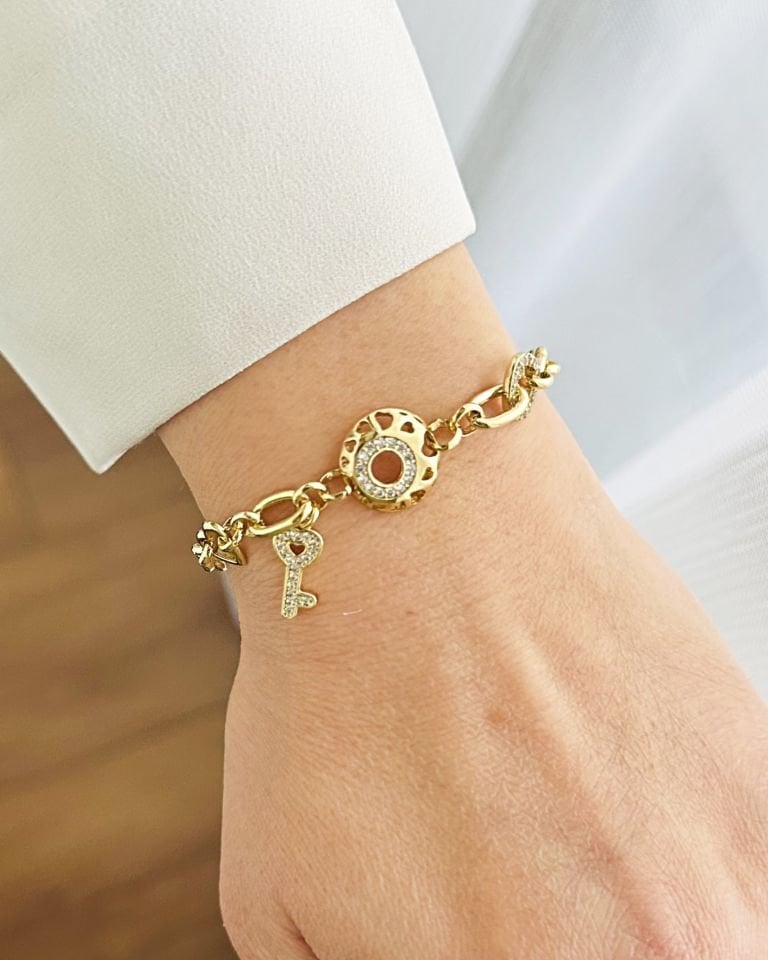 Açık Gold Anahtar Sallantılı Bileklik