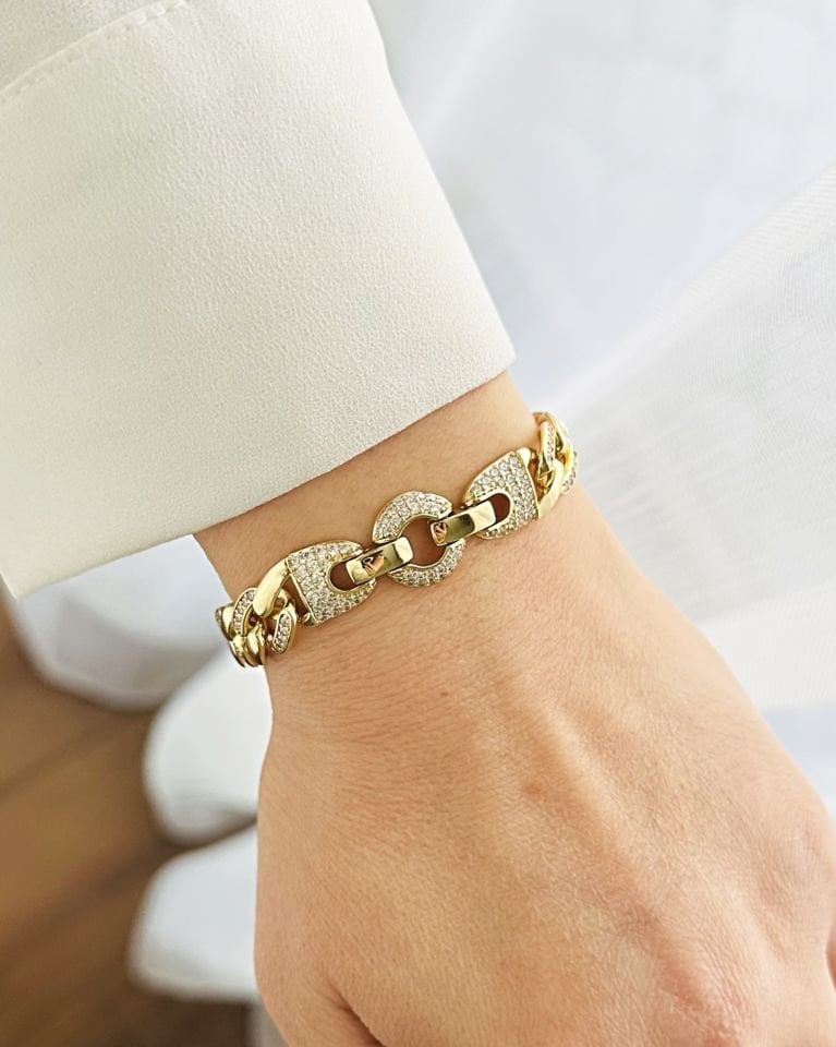 Açık Gold Figürlü Taşlı Gurmet Bileklik