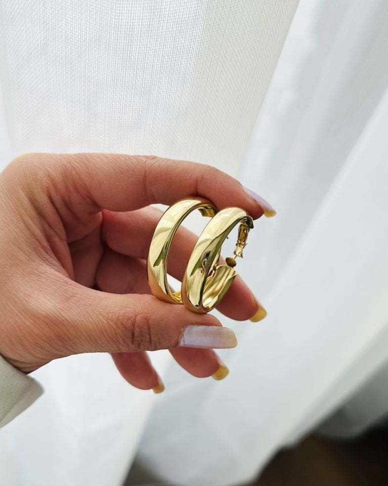 Açık Gold Büyük Bombe Halka Küpe