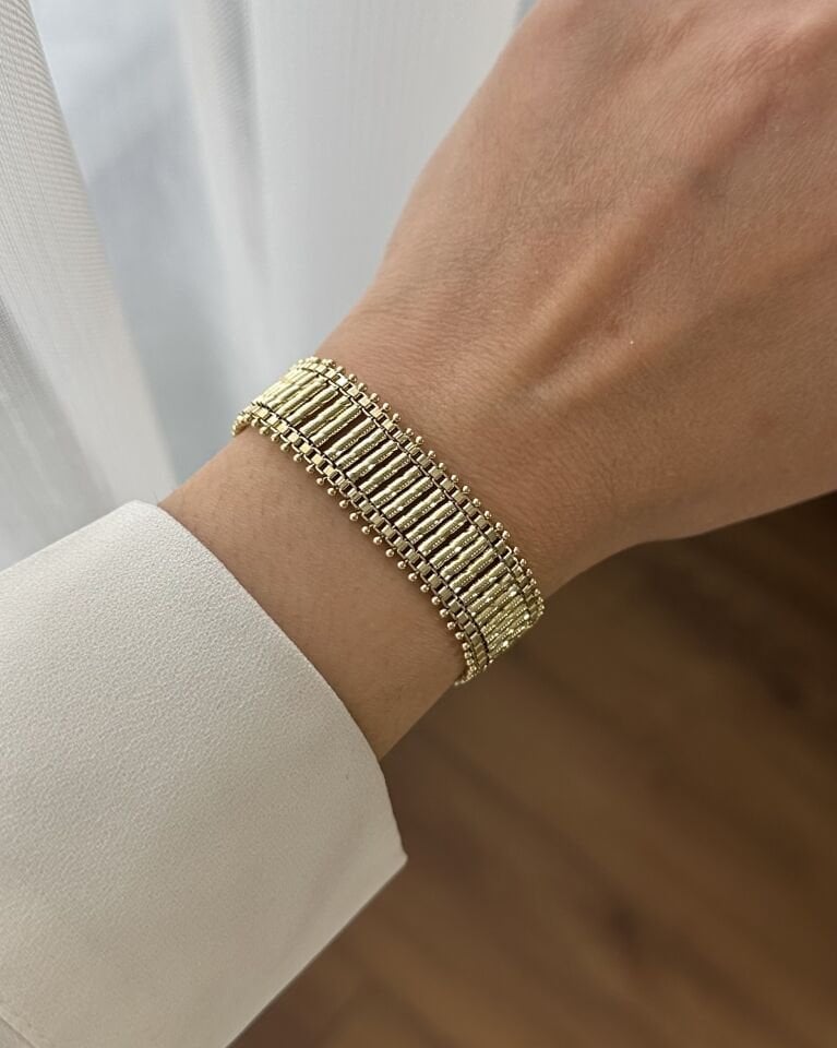 Açık Gold Hasır Model Çubuk Bileklik
